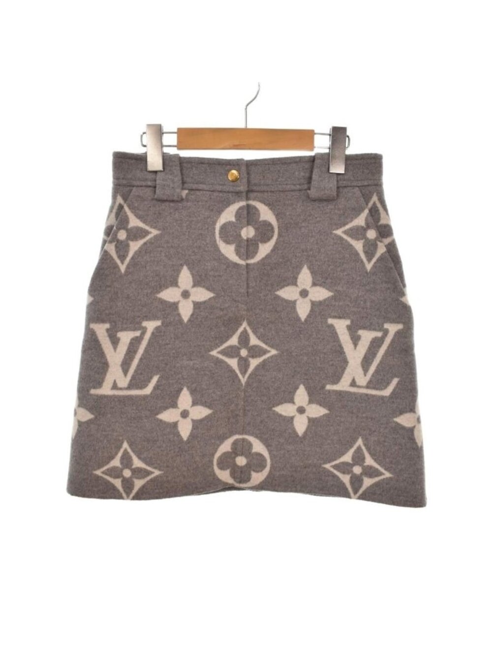 Louis Vuitton Mini Skirt Flare Giant Monogram Pattern 36 Gray White